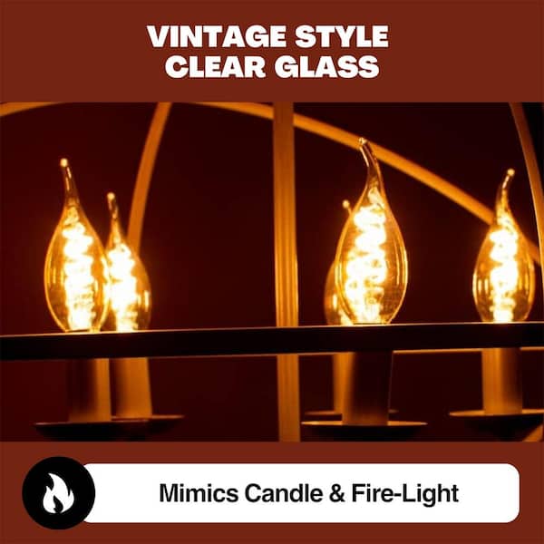 NorbCOZY 4W Equivalent Relaxing Clear B11 Dimmable 2200K Flame Clear Spiral Vintage Edison Cozy LED Light Bulb (6-Pack)
