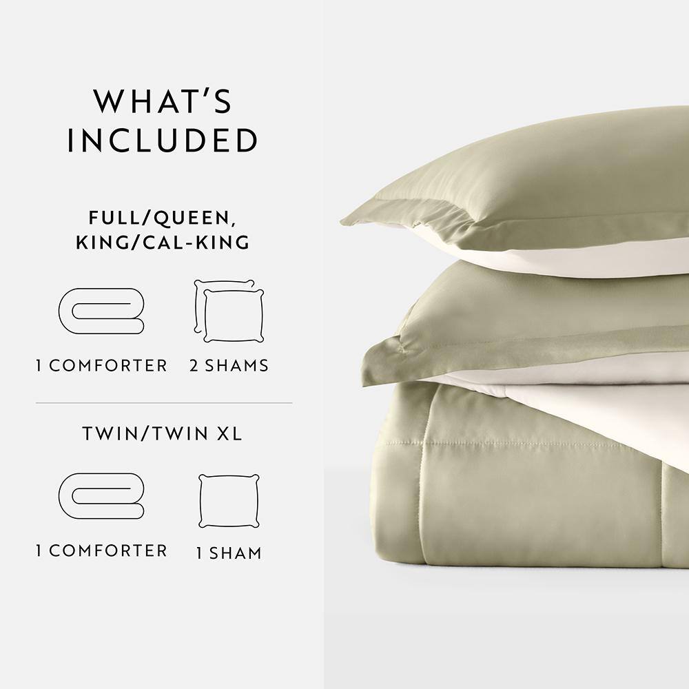 Sage and Ivory King Microfiber Down Alternative Reversible Comforter Set