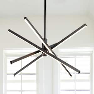 4-Light Dimmable Integrated LED Black Sputnik LED Chandelier for Dining Room Kitchen Living Room