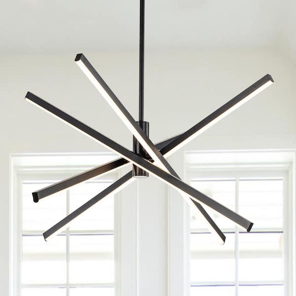 C Cattleya 4-Light Dimmable Integrated LED Black Sputnik LED Chandelier for Dining Room Kitchen Living Room