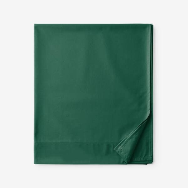 The Company Store Company Cotton Evergreen Solid 300 Thread Count Wrinkle-Free Sateen King Flat Sheet