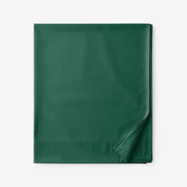 The Company Store Company Cotton Evergreen Solid 300 Thread Count Wrinkle-Free Sateen Twin Flat Sheet