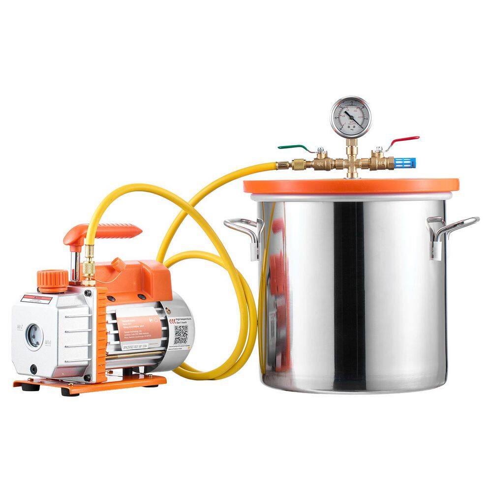 3 Gal. Vacuum Chamber, Stainless Steel Degassing Chamber Kit with Tempered Glass Lid, 5 ft., with Pump, 3.5 CFM price history on PriceWatchPro