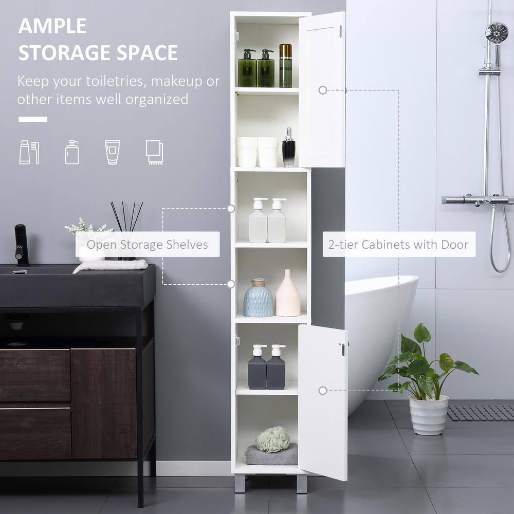 White Tall Minimalist Storage Cabinet with Adjustable Shelving