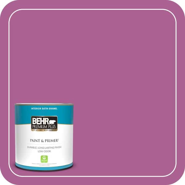 BEHR PREMIUM PLUS 1 qt. #680B-6 Exotic Bloom Satin Enamel Low Odor Interior Paint & Primer