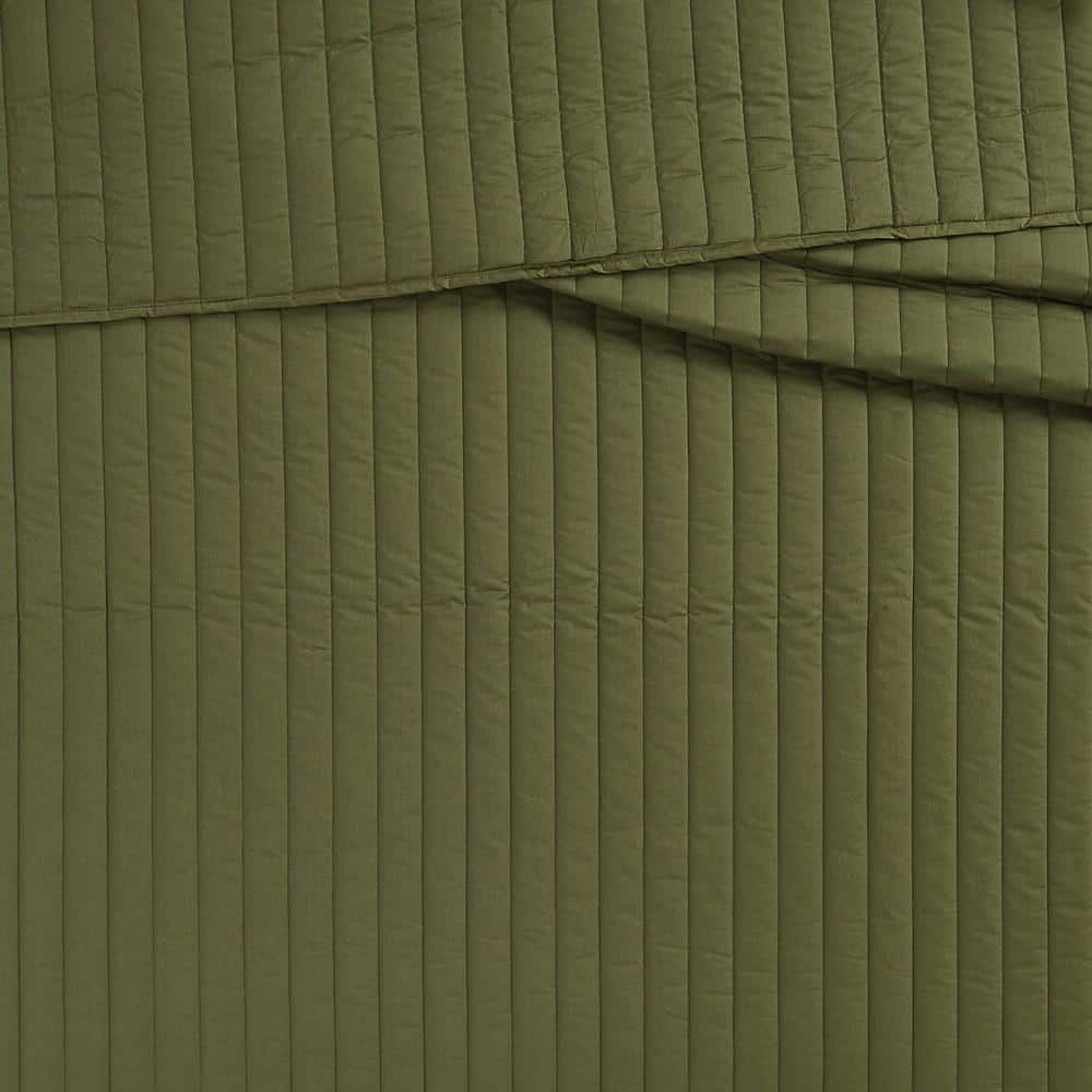 Olive Green Full Cotton Quilt Set with Polyfill