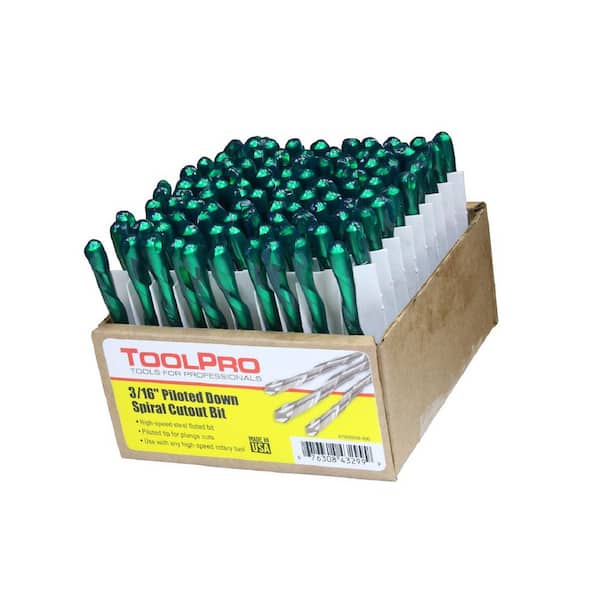 ToolPro 3/16 in. High Speed Steel Piloted  Spiral Cutout Bits (100-Pack)