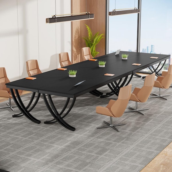 6 Person Arc Rectangle Conference Table With Metal T-Legs | Harmony Series | Modern Boardroom Table | Matte Silver Base | Meeting Tables For Offices, Training Rooms, And Homes | White