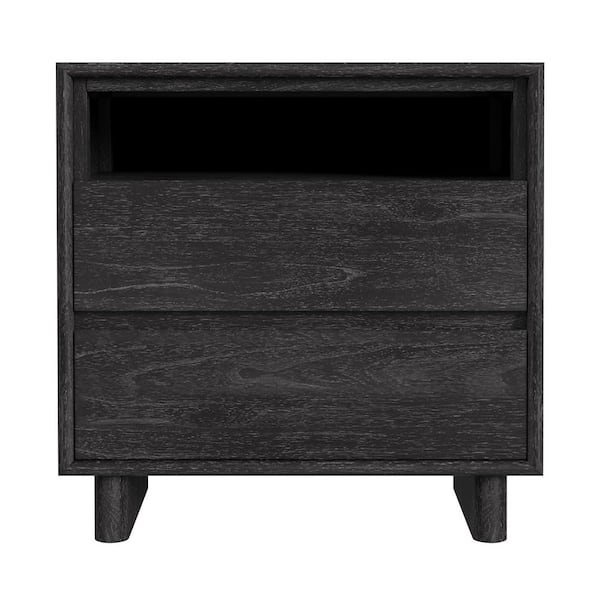 Butler Specialty Company Halmstad Black 2-Drawer 24 in. W Wood Panel Nightstand