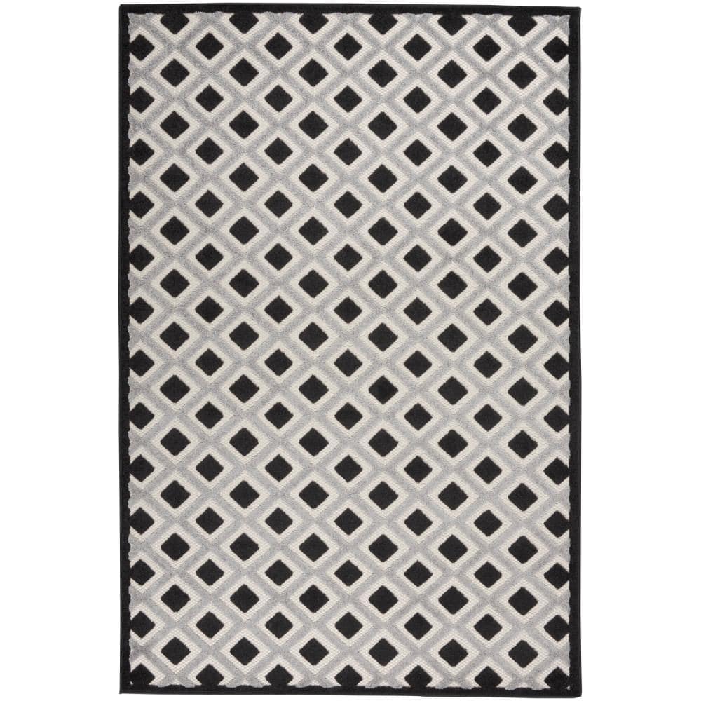 Home Decorators Collection Aloha Black White 6 ft. x 9 ft. Geometric ...