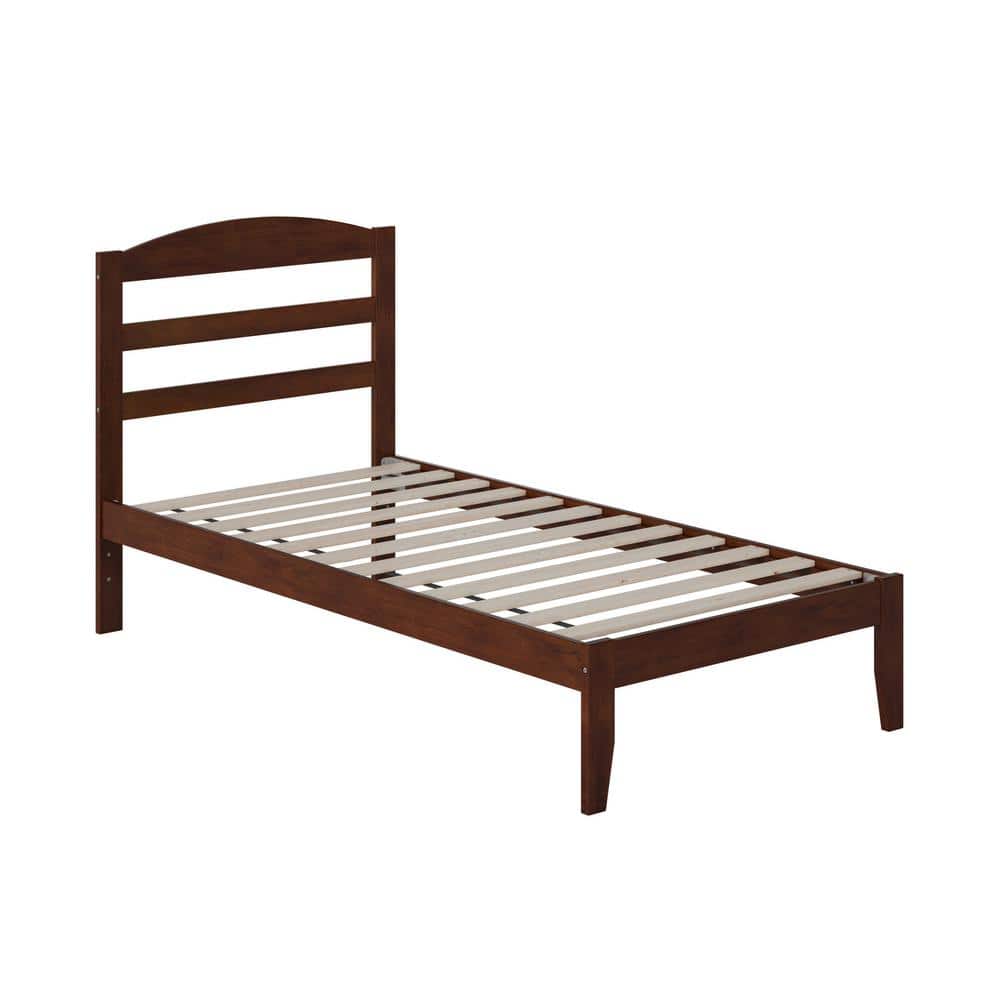 Mission-Style Twin Platform Bed with Walnut Finish