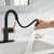 Dorind Single-Handle Single-Hole Pull-Down Bathroom Faucet in Matte Black and Matte Gold