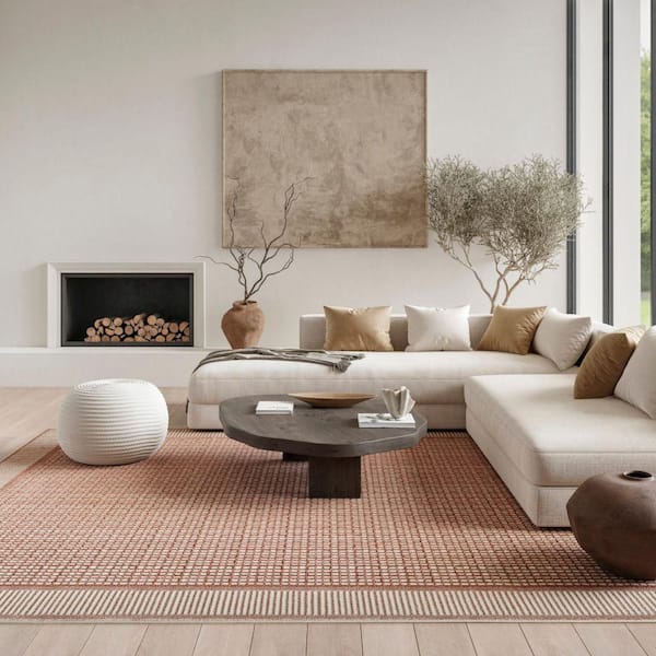 Nordic Brick Ivory Geometric Contemporary 8 ft. x 10 ft. Area Rug