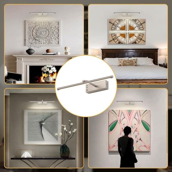 15.5 in Dimmable LED Picture Light with Remote Control and Swivel, Nickel Artwork Lighting for Walls