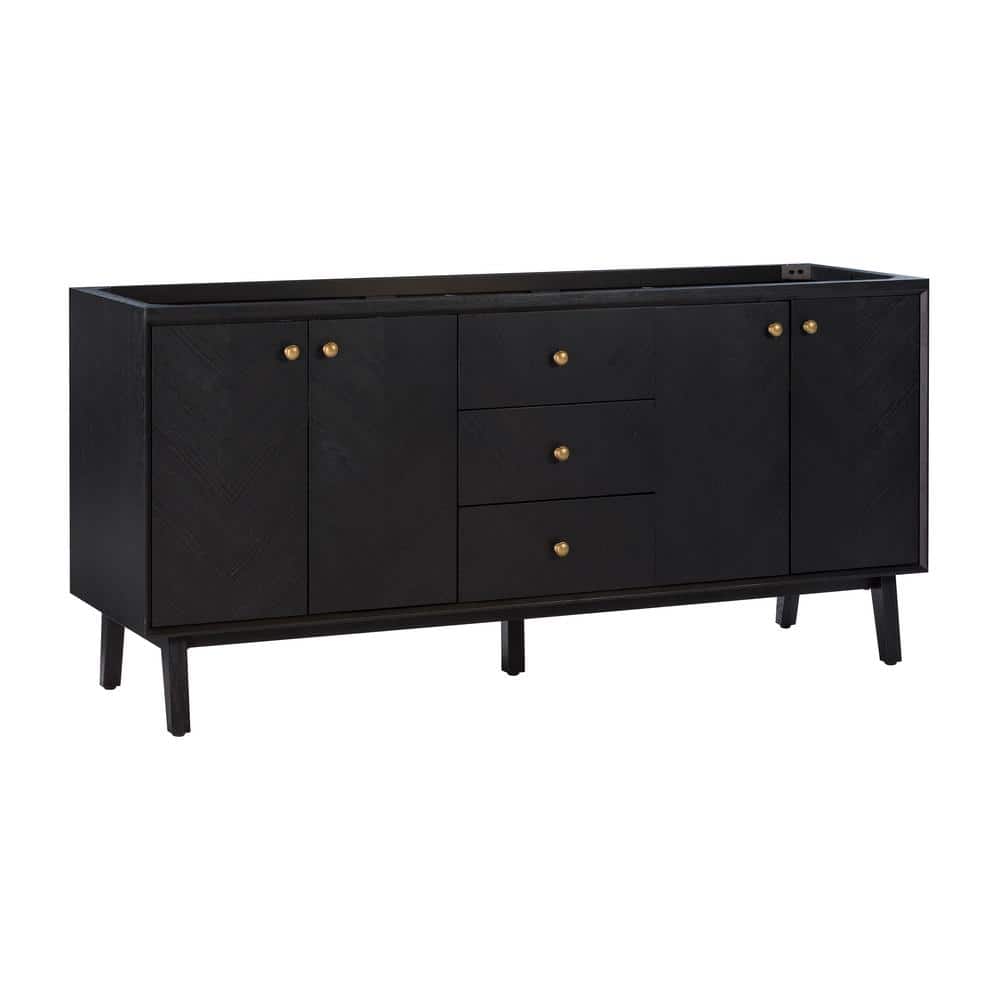 Adele 72-Inch Black Oak Double Freestanding Vanity Cabinet