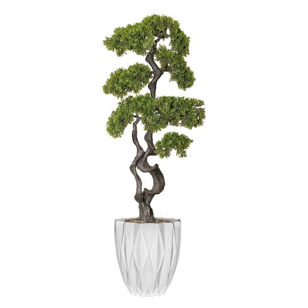 VINTAGE HOME 48 in. High Artificial Podocarpus Macrophyllus Plant with Fiberstone Planter