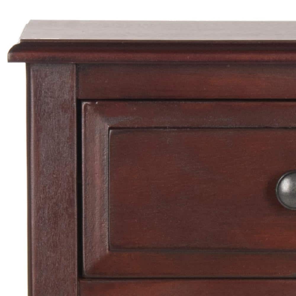 Transitional Cherry Wood Side Table with 4-Drawer Storage