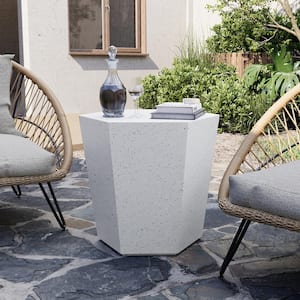 24 in. Indoor and Outdoor Patio Mgo Concrete Coffee Table in a Terrazzo Off-white Hexagon Design