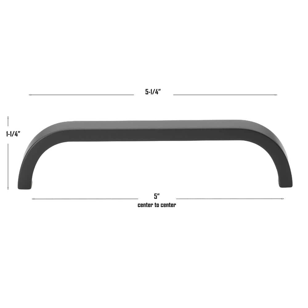 Modern Matte Black Curved Bar Pull with Mounting Hardware