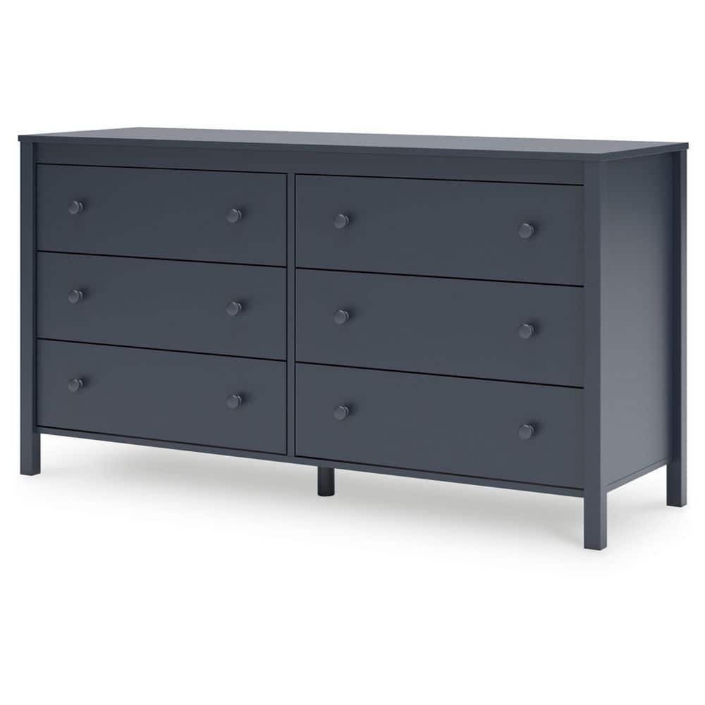 Navy Blue Transitional Six Drawer Dresser with Levelers