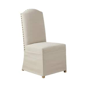 Capa Beige Set of 2 High Back Dining Chairs with Skirts