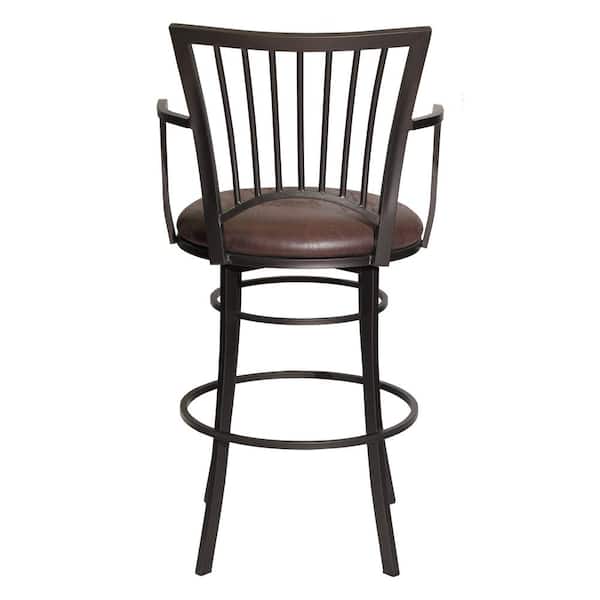 Steve Silver Bayview 30 in. Gunmetal Steel Full Back Barstool with