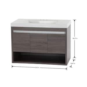 Wilby 36.5 in. W x 18.9 in. D Bath Vanity in Dark Oak with Cultured Marble Vanity Top in White with White Sink
