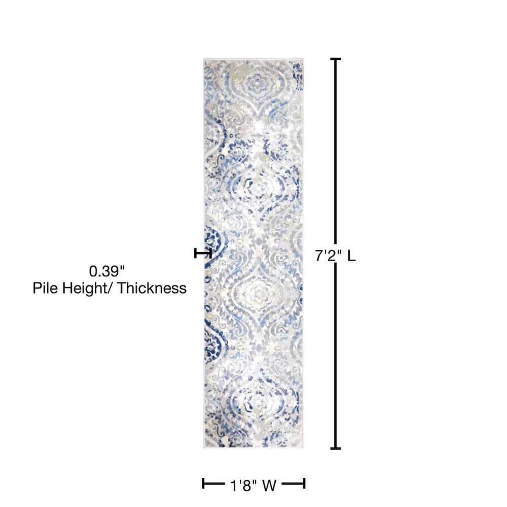 Ultra-Soft Ivory & Blue Moroccan-Inspired Washable Rug