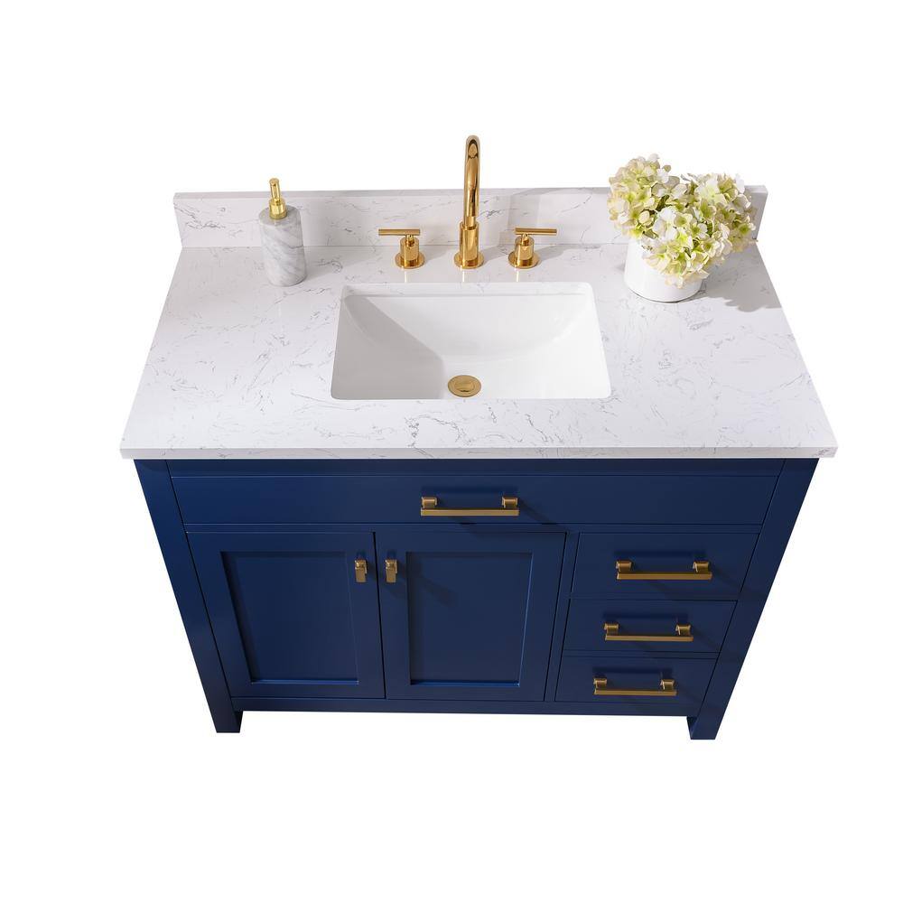 Navy Blue 42" Freestanding Solid Wood Bathroom Vanity