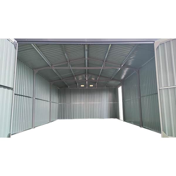 Dark Gray 13 ft. W x 20 ft. D Metal Outdoor Storage Shed with Side