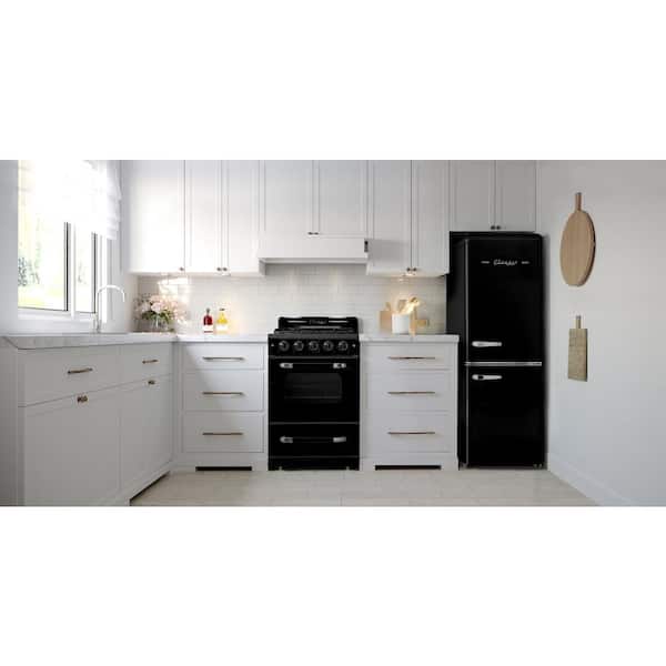 Classic Retro 21.6 in. 7 cu. ft. Retro Bottom Freezer Refrigerator in Midnight Black, ENERGY STAR