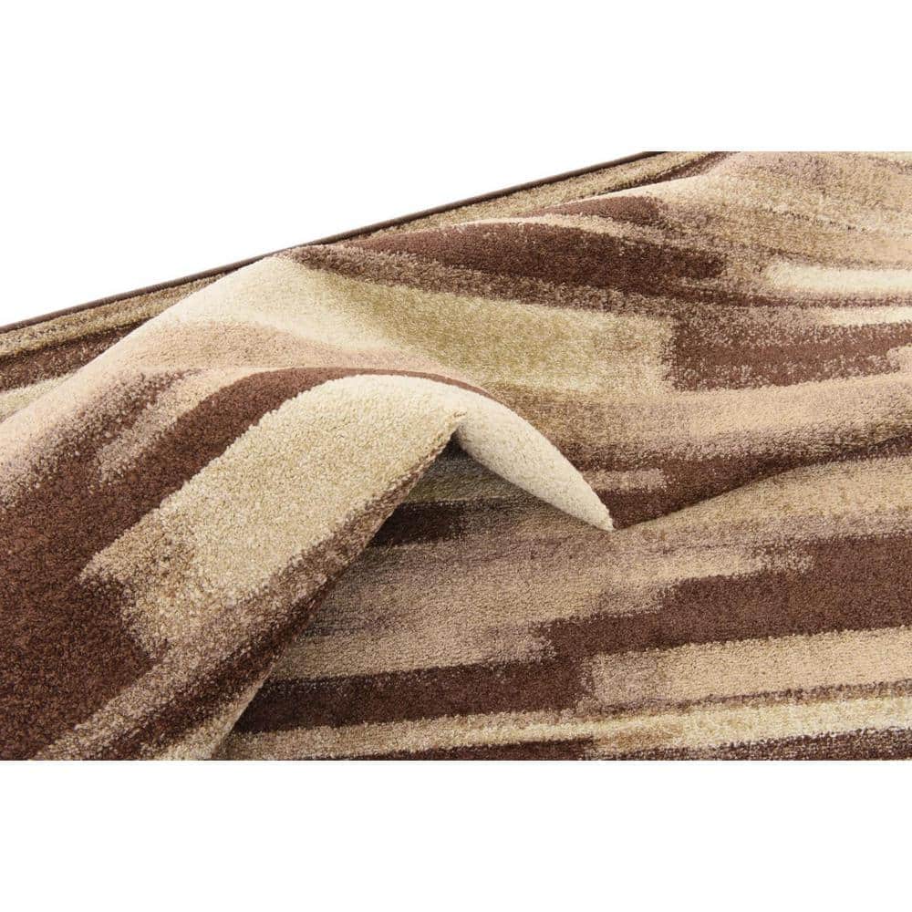 Equinox Beige & Dark Brown 8' x 10' Stain-Resistant Area Rug