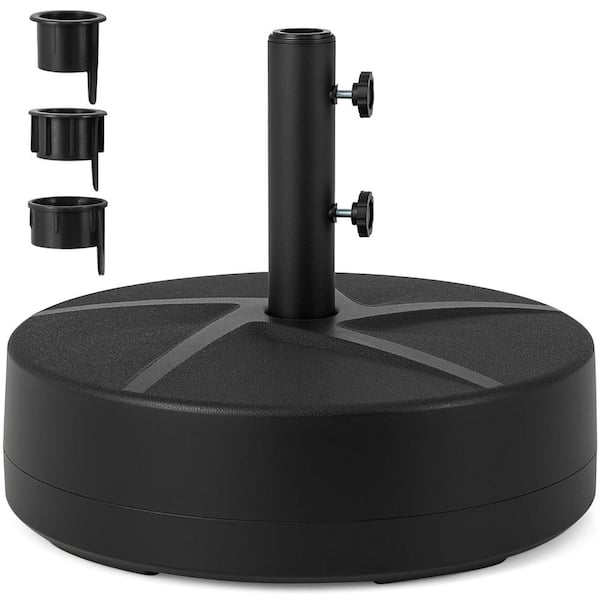 20" Outdoor Patio Umbrella Base Umbrella Weighted Base w/3 Adapters fit 1.89"/1.5"/1.42" Poles in Black