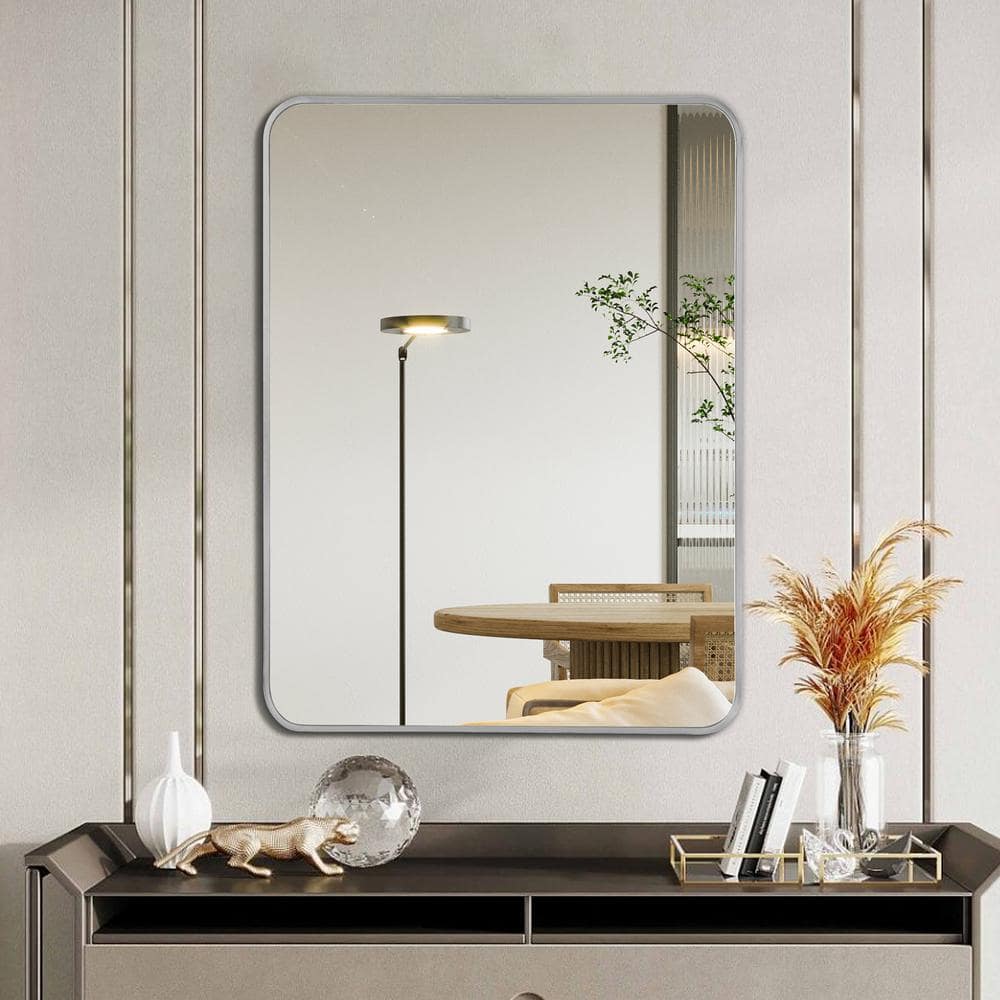 30" x 40" Silver Aluminum Rectangular Wall Mirror