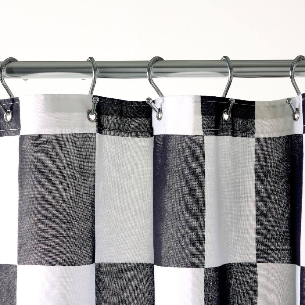 Bold Checkerboard Cotton Fabric Shower Curtain with Grommets
