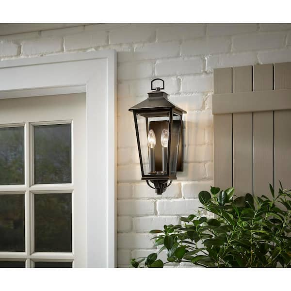 Williamsburg 17.12 in. Gas Style 2-Light Hardwired Outdoor Wall Light Coach Sconce with No Bulb Included