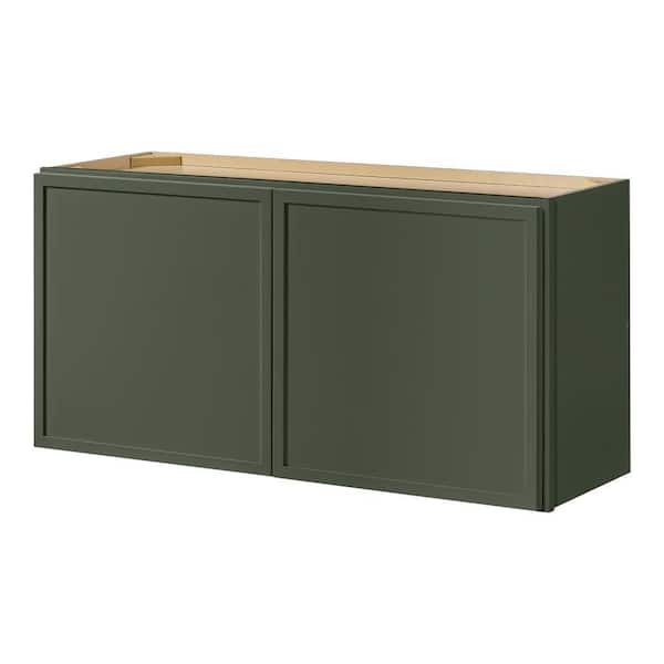 Leyton 36 in. W x 24 in. D x 18 in. H Ready to Assemble Plywood Slim Shaker Wall Bridge Kitchen Cabinet in Fern Green