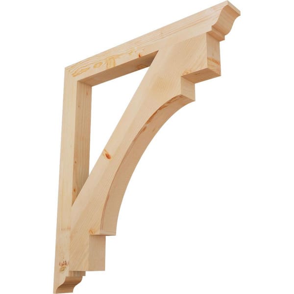 Ekena Millwork 3.5 in. x 44 in. x 38 in. Douglas Fir Merced Traditional Smooth Bracket