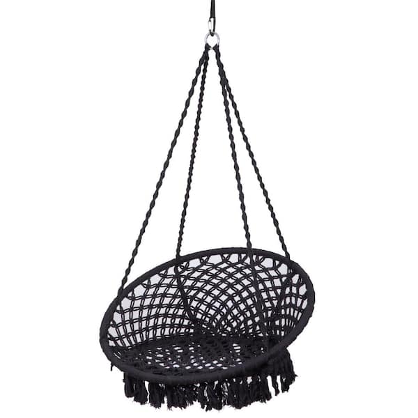 Sol Living Bahia 3.5 ft. Portable Single Polyester Hammock Chair in Black