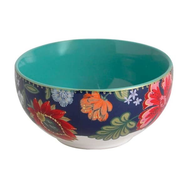 222 Fifth Chintz 12-Piece Porcelain Dinnerware Set, Blue, Round