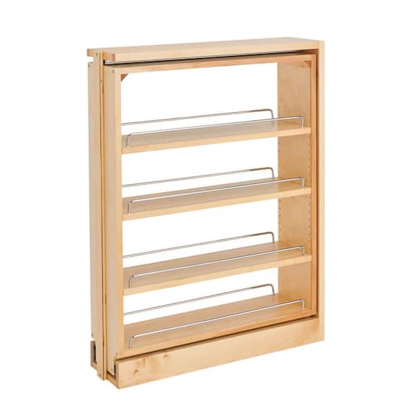 Rev-A-Shelf Brown 6 in. Pull-Out Base Filler Cabinet Rack with Soft-Close
