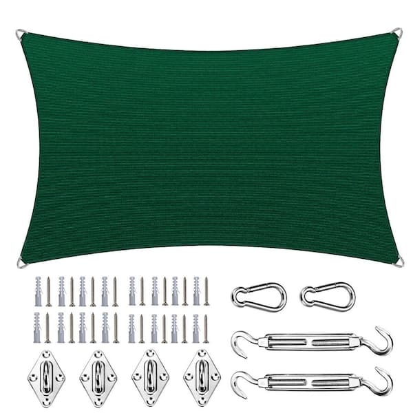 ROYAL SHADE 18 ft. x 22 ft. Rectangle Pro Ring Sun Shade Sail with Hardware Kit-Green