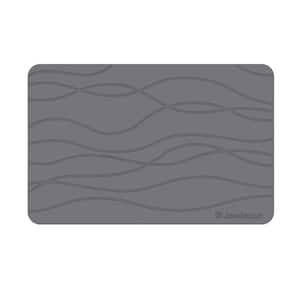 15.35 in. x 23.62 in. Diatomaceous Earth Bath Mat, Super Absorbent Quick-Drying Stone Shower Mat, Dark Gray