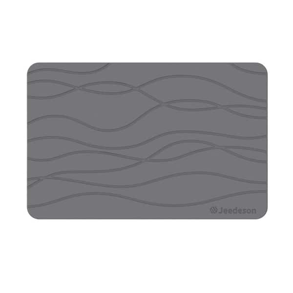 Jeedeson 15.35 in. x 23.62 in. Diatomaceous Earth Bath Mat, Super Absorbent Quick-Drying Stone Shower Mat, Dark Gray