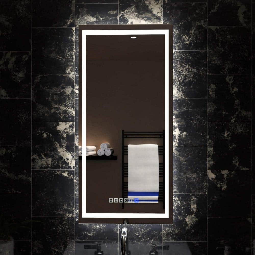 18" x 40" Frameless LED Lighted Anti-Fog Wall Mirror