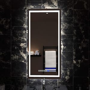 18 in. x 40 in. LED Modern Rectangle Frameless Decorative Mirror Wall Mounted Anti-Fog and Dimmer Touch Sensor