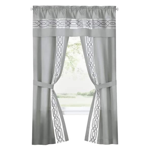 ACHIM Paige 5 Piece Light Filtering Window Curtain Set - 55x63 - Silver