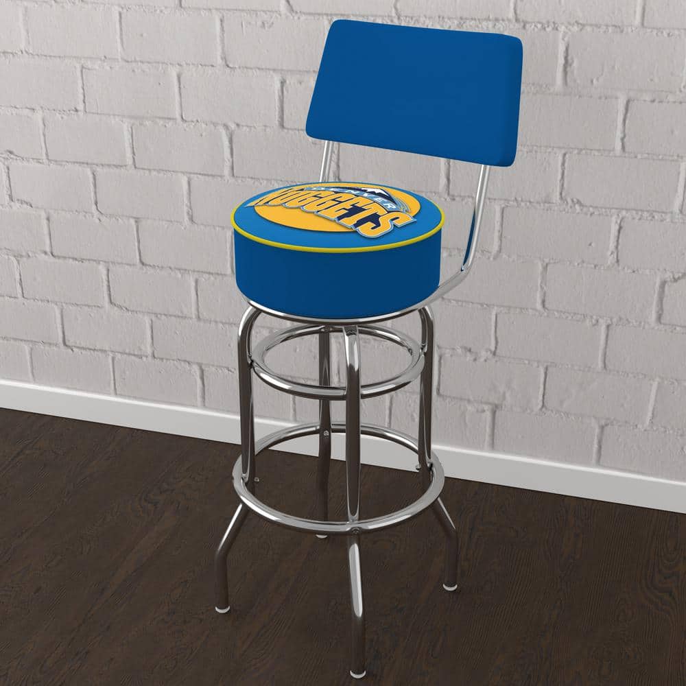 Denver Nuggets Logo 31 in. Yellow Low Back Metal Bar Stool with Vinyl Seat