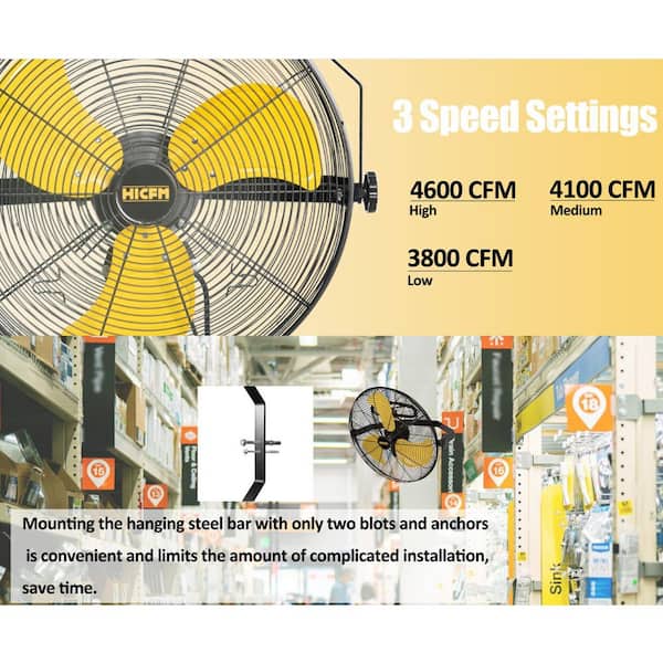 MELEZOOM 18 in. High Velocity Wall Mount Fan with Adjustable