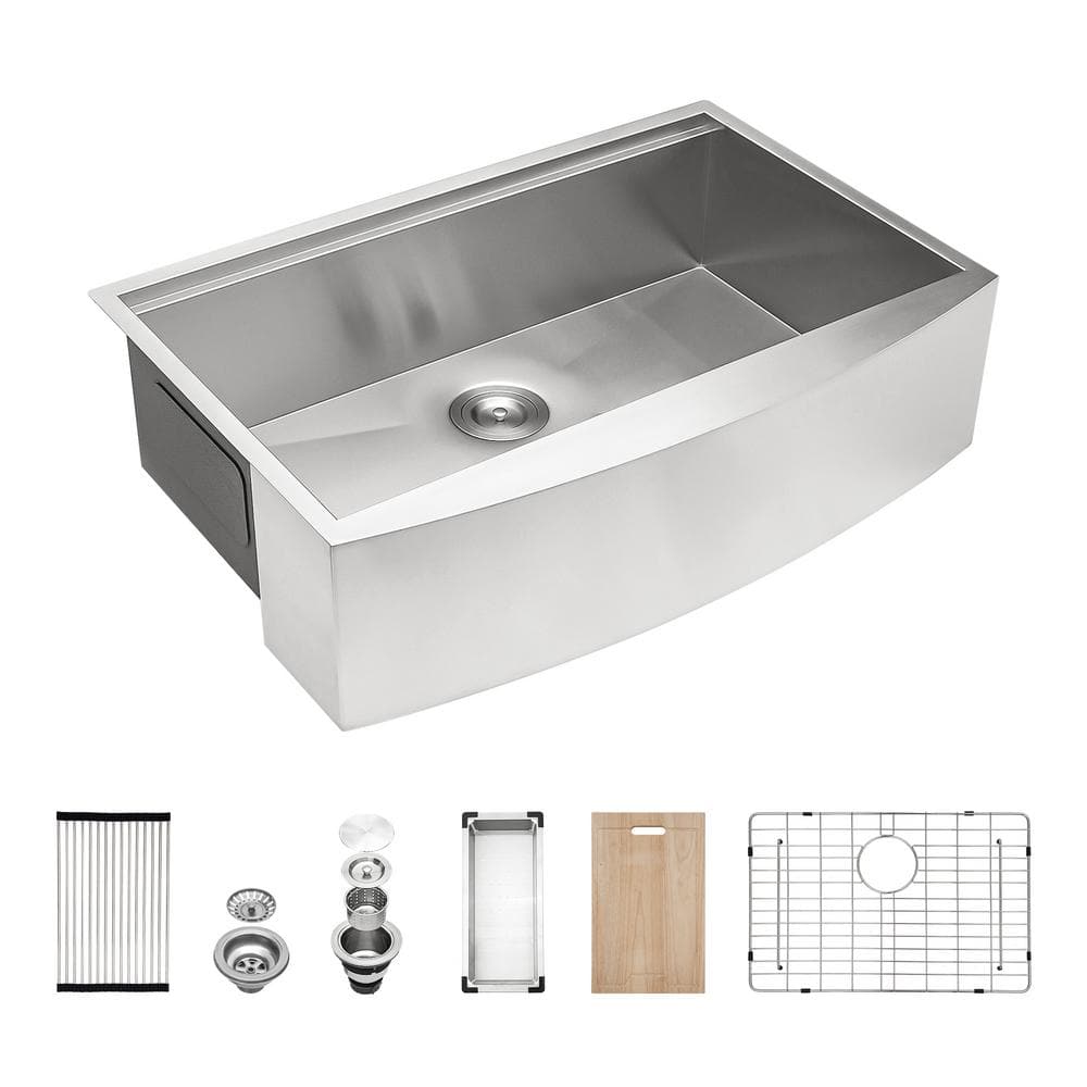 30'' Stainless Steel Farmhouse Single Bowl Kitchen Sink with Accessories